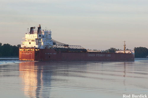 paulmartin73013HI_rb by rburdick27, Rt. Hon. Paul J. Martin downbound on the St. Clair River at Harsens Island, MI, at sunrise (7/30/13)