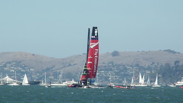 2013 America's Cup jockeying at starting line