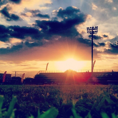 Getting that scene setter for Red Stripe Premiere League Football Mondays... Arnett Gardens vs. Montego Bay FC #rspl #redstripefootballmondays #work #phase3prod #sunset #jamaica #nature #sport #footba by Poorboyrichy, square nashville squareformat iphoneography instagramapp uploaded:by=instagram foursquare:venue=4c96
