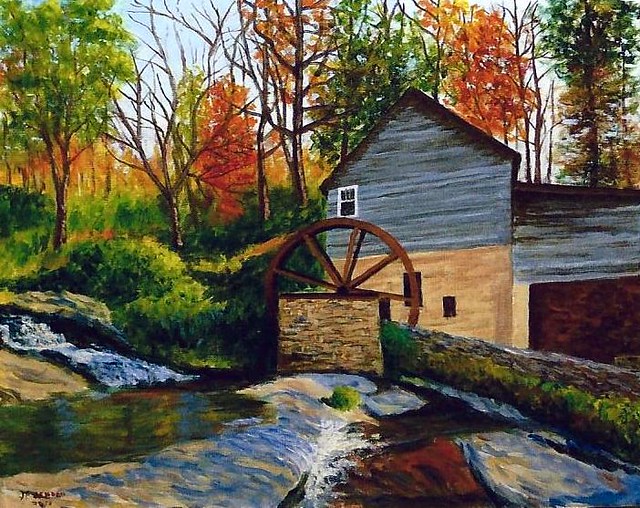 Paintings by Pete Jendro, Minnesota Artist - The Old Mill, Acrylic on Canvas, 16 x 20 Inches