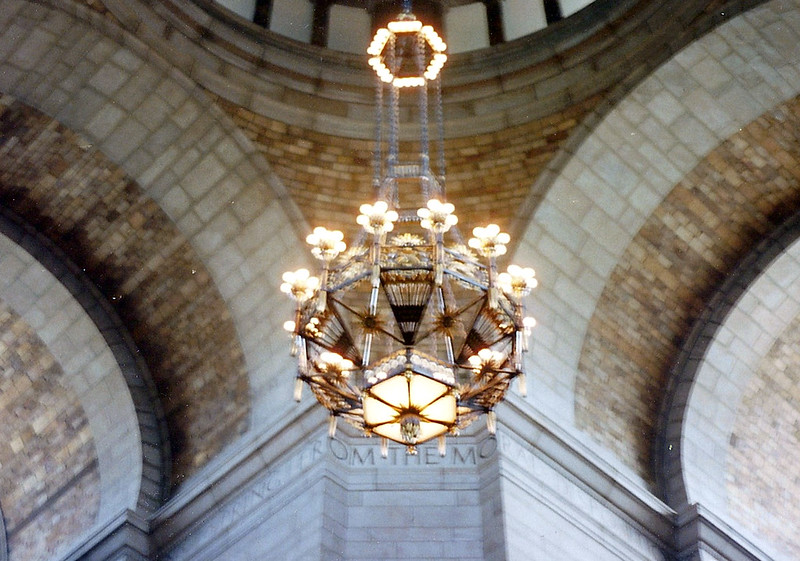 Here is a chandelier that hangs inside the Nebraska state capitol.