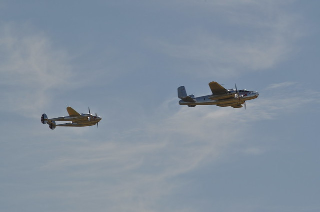 P-38L Lightning 44-53254 and B-25J Mitchell N6123C Flying Bulls