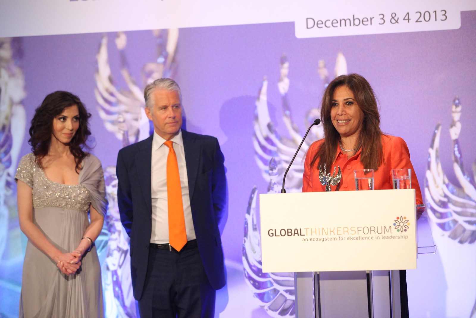 Egyptian Journalist Shahira Amin receiving the GTF 2013 Award for Excellence in Gender Equality