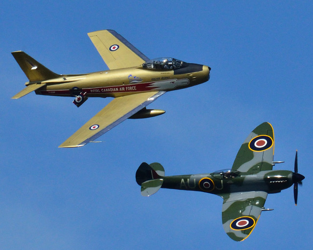Sabre Jet (F-86) and Spitfire Mk XVIe