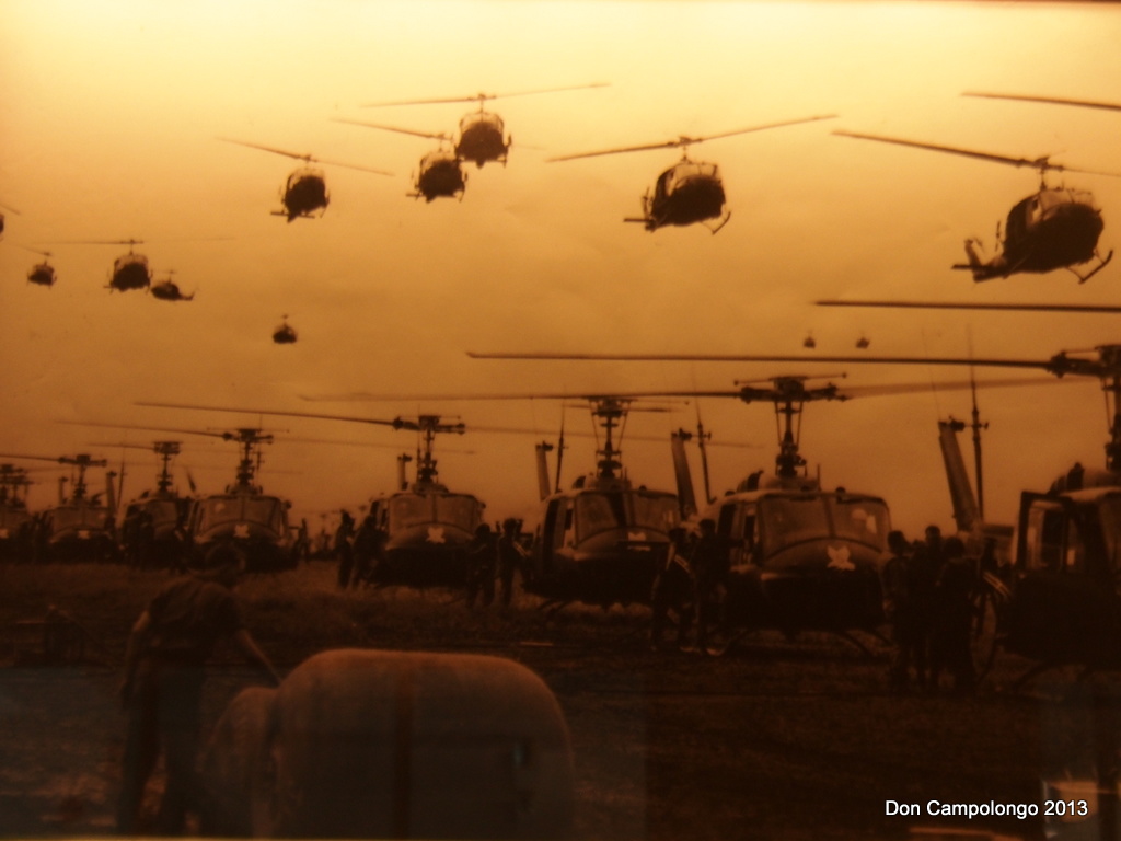 595 Copy of photo of US Helicopters during the Vietnam War - seen in War Remants Museum