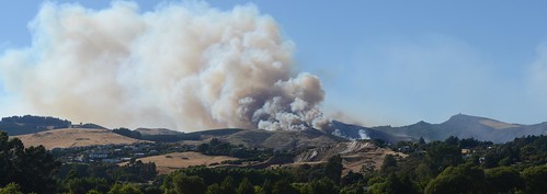 christchurch porthills newzealand fire smoke landscape panorama huginpanorama