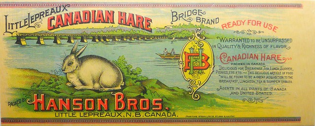 Hanson Bros Canadian Hare Can Label 1890's