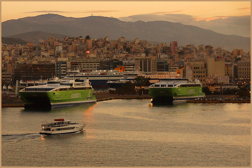 port sunrise dawn mediterranean sony ships athens greece piraeus