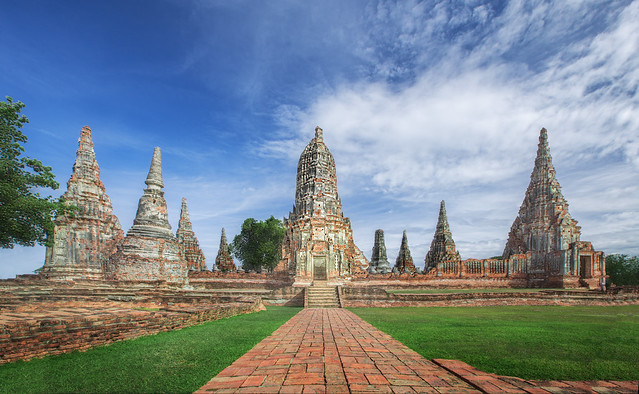 Old Temple wat Chaiwatthanaram of Ayutthaya Province