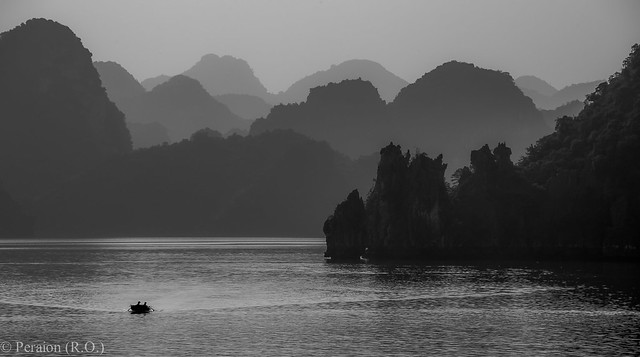 Lonely boat in Halong Bay, Vietnam