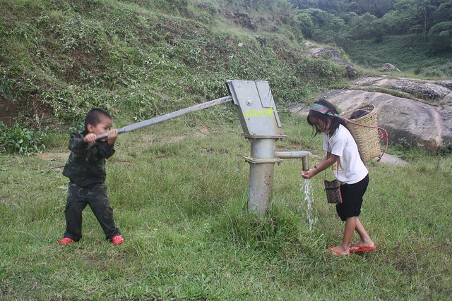 Kids playing at Village water point, Sialsuk, Mizoram.