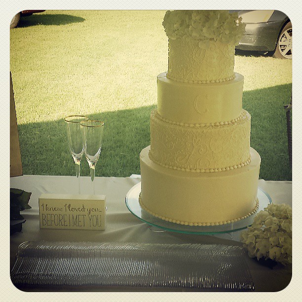 Piped buttercream lace wedding cake!