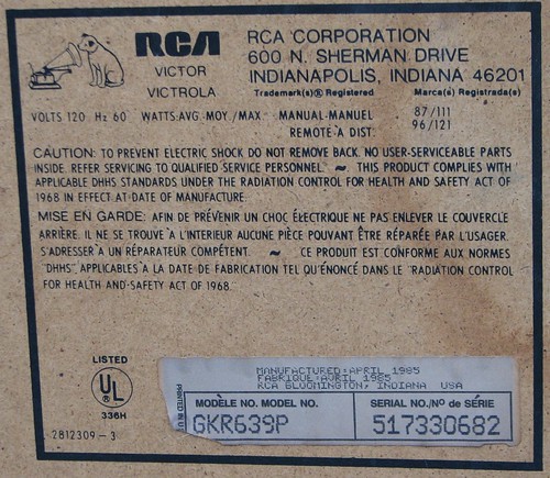 A DEAD 1985 RCA XL-100 IN OCT 2013