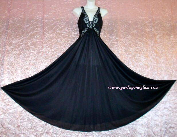 Black Olga Nightgown to the Peignoir set in the next photo Butterfly Lace Gown!