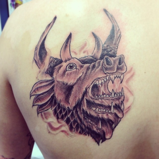 Finished this one today. #mastodon #bull #head #tattoo #mi… | Flickr