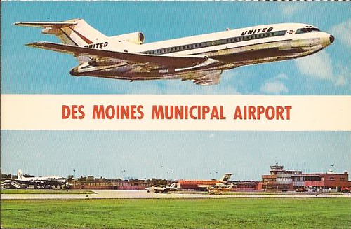 Des Moines Municipal Airport (DSM) postcard - 1960's