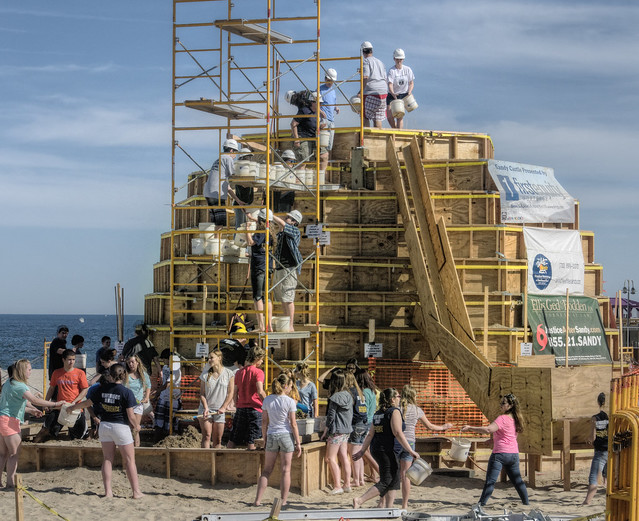 Building the world's biggest sandcastle.
