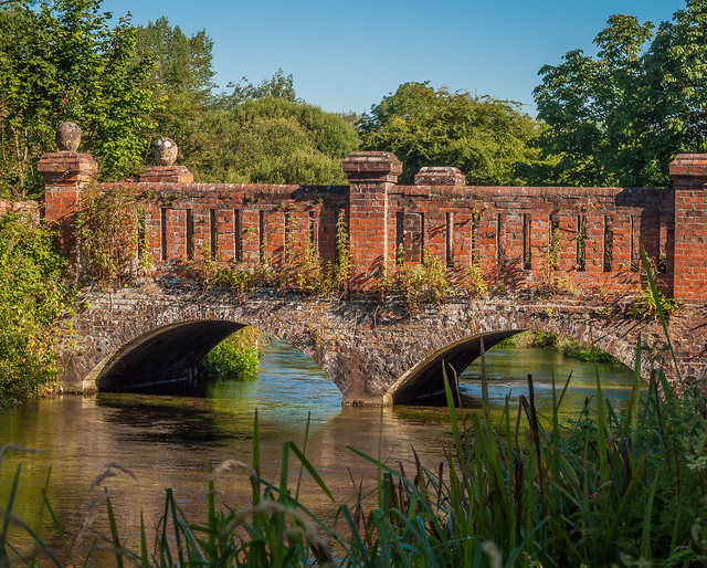 The ancient bridge over the River Test at Bere Mill in Hampshire