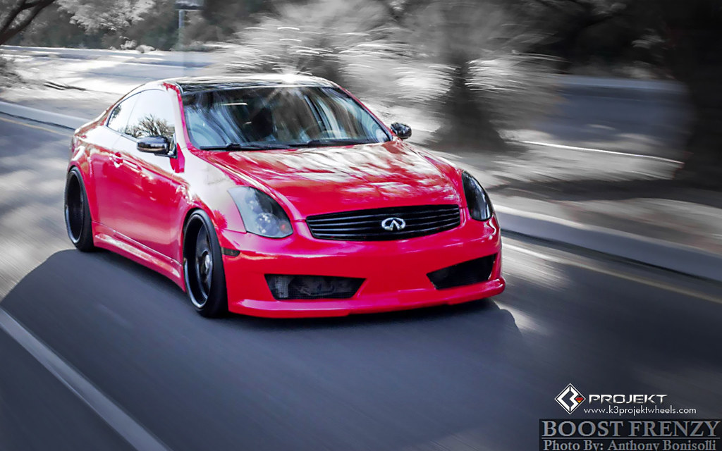 red, awesome, wheels, rims, coupe, g35, infiniti, stance, k3projekt.