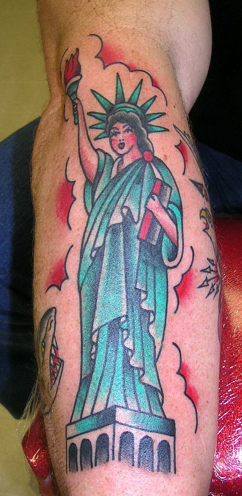 Traditional Statue of Liberty Tattoo by Krooked Ken at Black Anchor Tattoo...