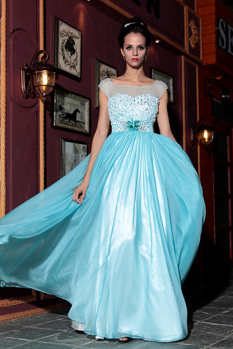 Fashion Retro Gauze Skyblue Diamonds Cocktail Banquest Long Evening Dress Formal Dress ED30799 | by Cozyin