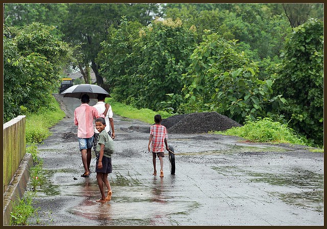 Villagers on country road