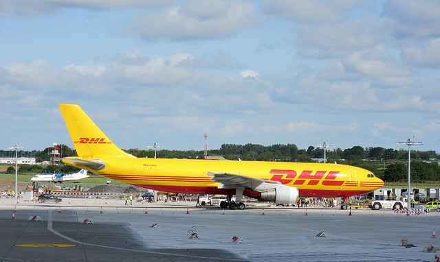 D-AEAN A300 Airbus DHL Cargo being tested on new North Apron Stands 15-07-2015