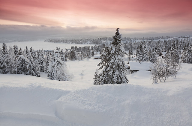 Snowbound Sjusjoen Valley at Sunrise