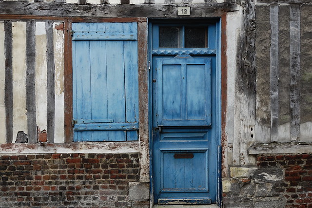 Blue door and window in Honfleur
