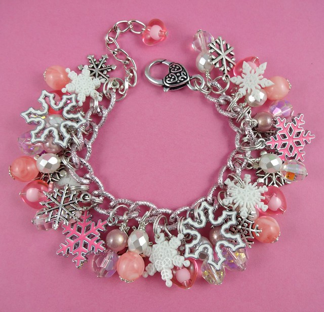 Pink/Peach Snowflake Charm Bracelet