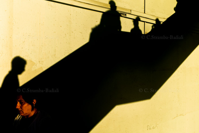 Walking in the shadow. Galata bridge, Istanbul