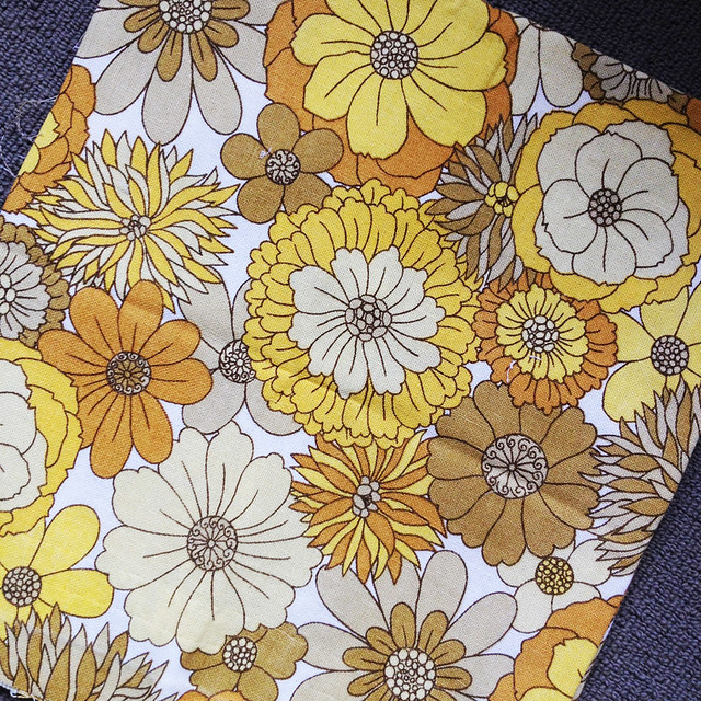 M&S 1970's Floral Vintage Fabric in Yellow