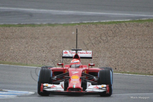 Kimi Raikkonen in his Ferrari at Formula One Winter Testing 2014