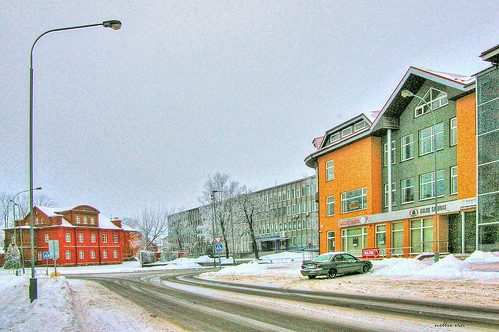 road trees winter light sky snow color car weather architecture landscape shadows seasons photograph lithuania panevezys nellievin respublikosstreet vasario16thstreet
