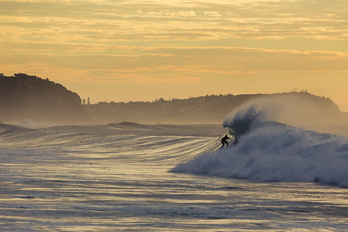ocean beach sunrise surf surfer wave australia surfing newsouthwales dudley curl breaking