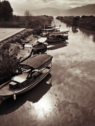 çaliş nature reeds fethiye canal creek boats reflections monochrome challengeyouwinner