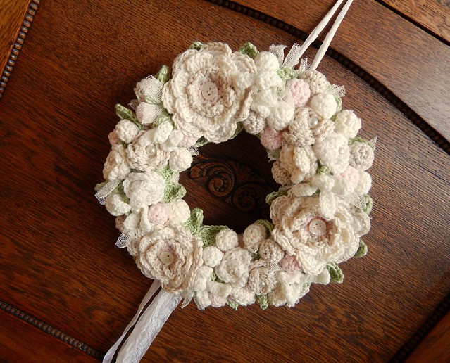 Crochet white wreath