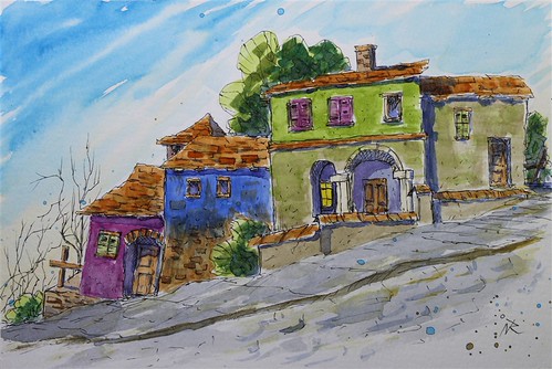 A quick and simple Line and wash Urban Sketching | by nilrochaart