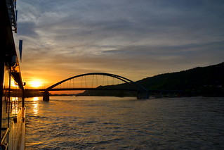Sunset behind the Marienbrücke at Vilshofen an der Donau