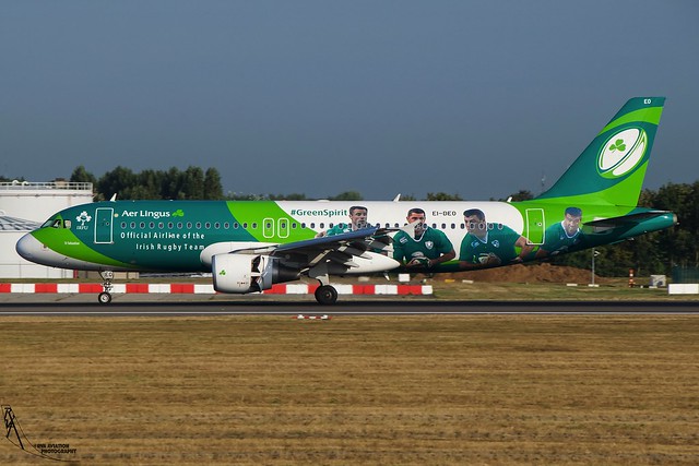 Aer Lingus Irish Rugby Team Livery / EI-DEO / Airbus A320 / EBBR-BRU 25L / ©