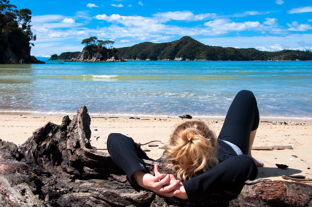 Girl Relaxing on Beach