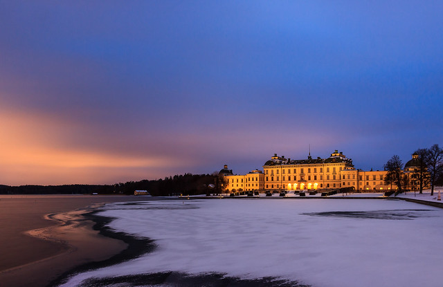 Winter evening at Drottningholm Palace, Stockholm