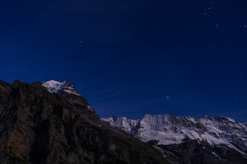 longexposure blue sky mountain snow alps night star switzerland clear jungfrau swissalps pwwinter