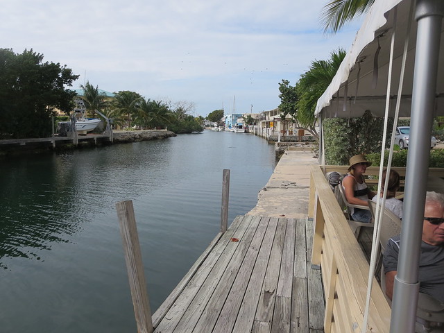 Patio of restaurant and canal, Tavernier, FL