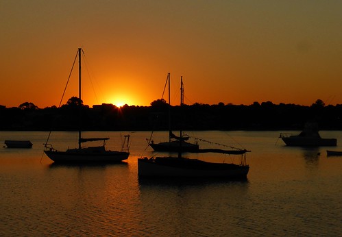 sunset water silhouette boats iron cove sydney nsw