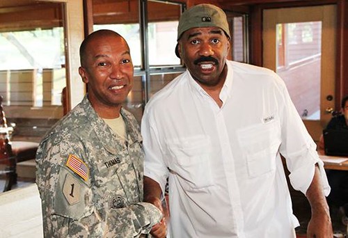 CSM Luther Thomas with Steve Harvey at the Steve Harvey Mentoring Camp