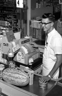 Jitney Jungle checkout clerk Billy Barineau - Tallahassee   <p></p> | by State Library and Archives of Florida