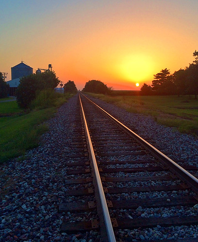 looking down the tracks at sunset by Jane Marie 1952,