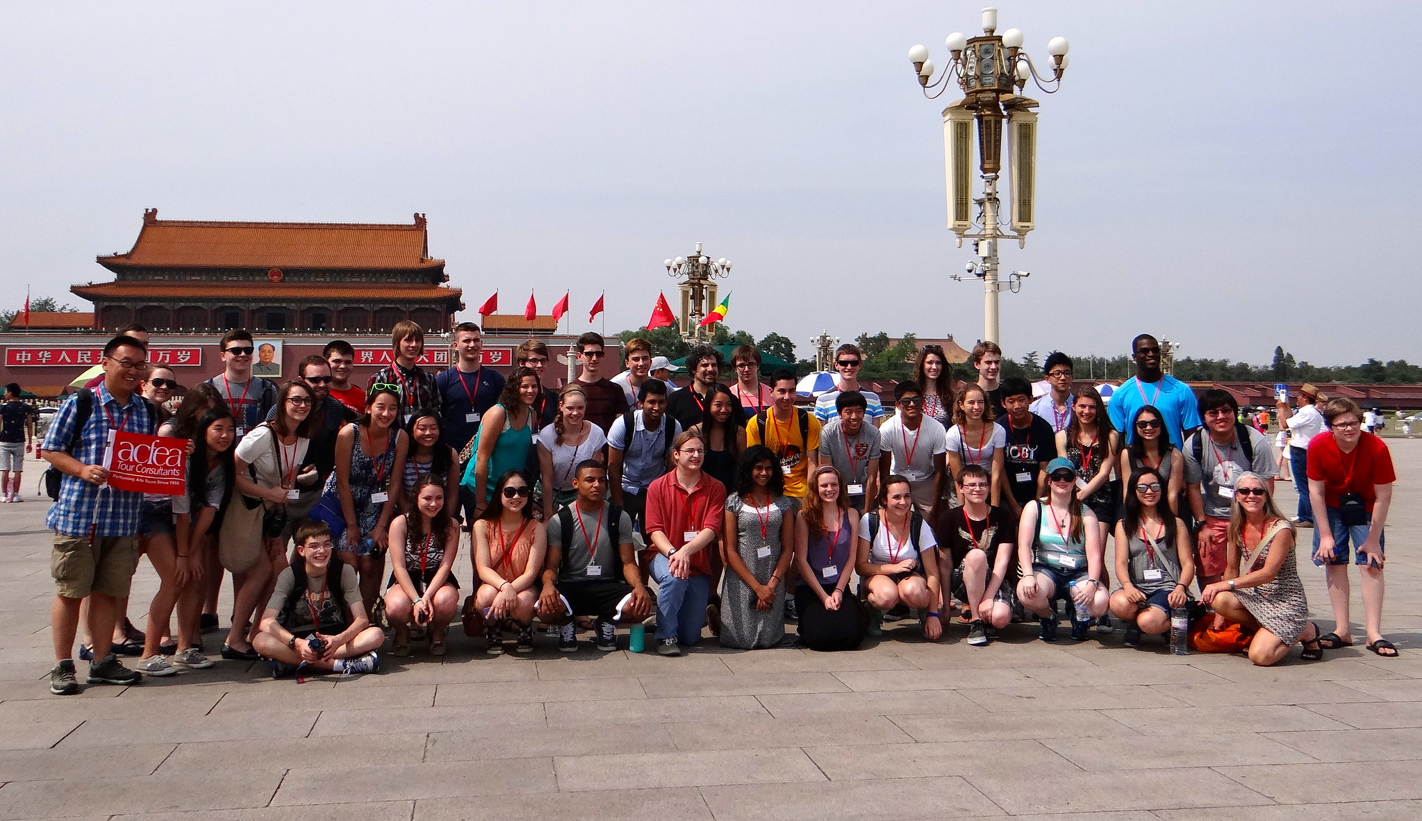 The Students (& Tour Guide, Terry) Pose in Front of Tiananmen Square
