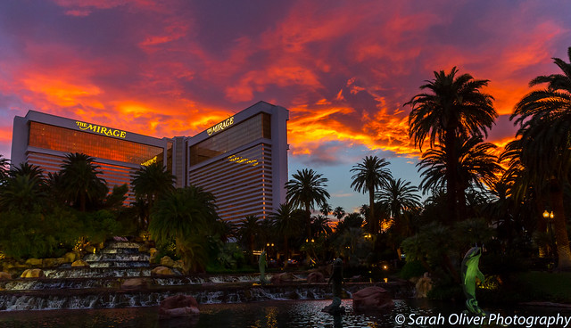A flaming sky over The Mirage